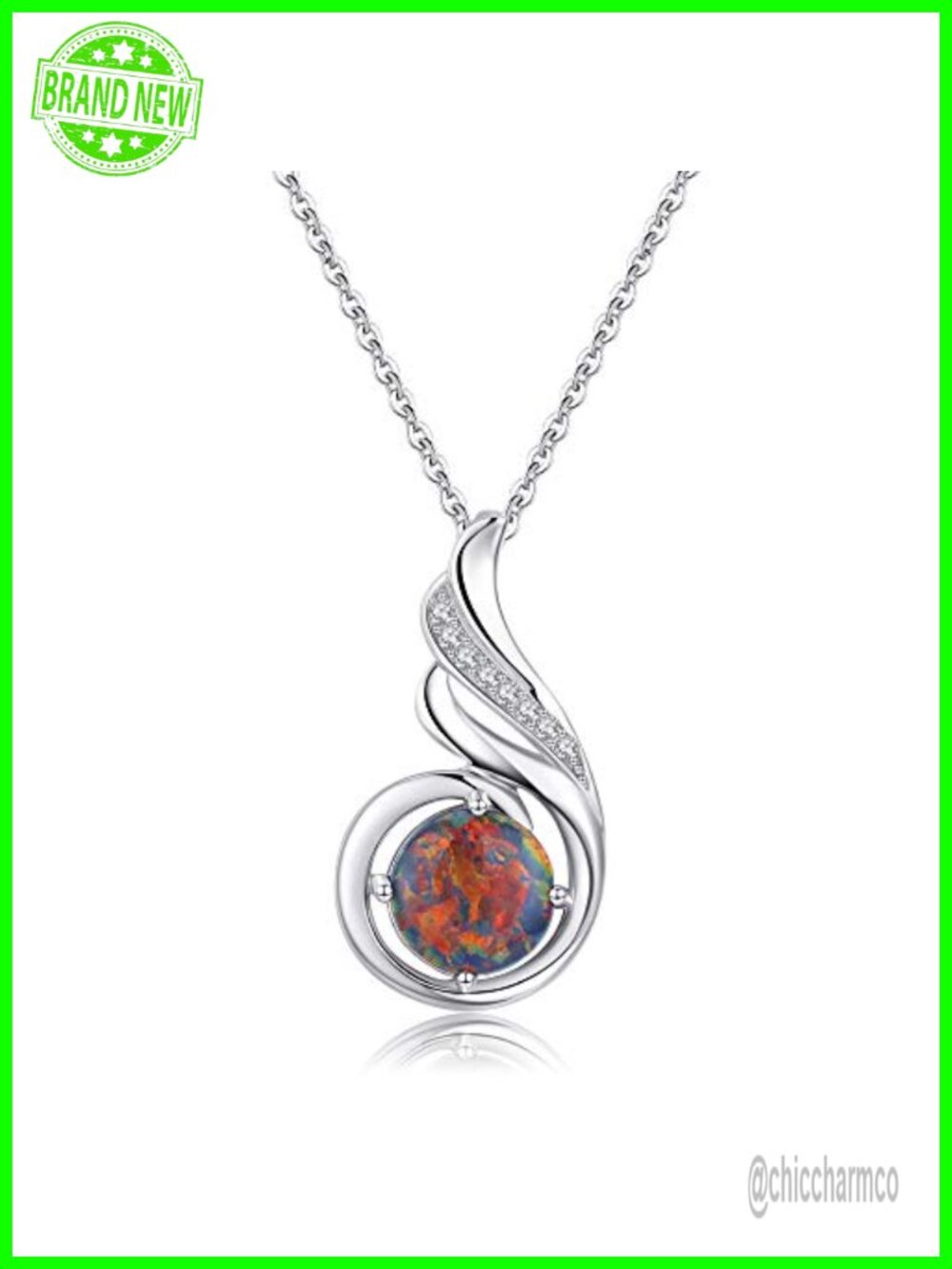 925 Sterling Silver Opal Phoenix Pendant Necklace for Women